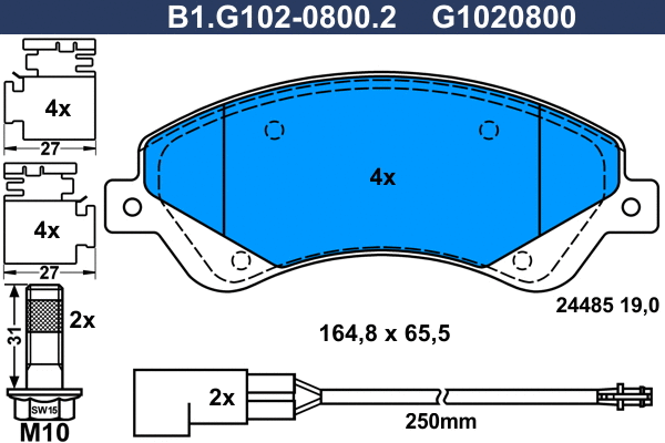 Kit de plaquettes de frein, frein à disque GALFER B1.G102-0800.2