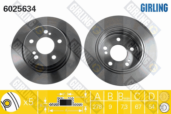 Disque de frein GIRLING 6025634