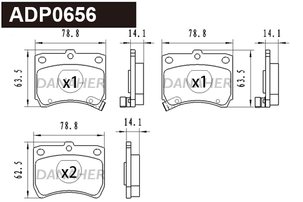 Kit de plaquettes de frein, frein à disque DANAHER ADP0656