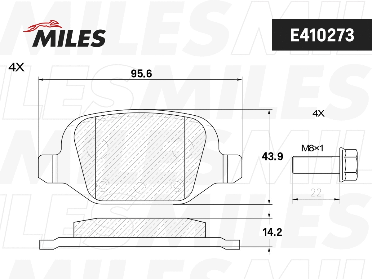 Kit de plaquettes de frein, frein à disque MILES E410273