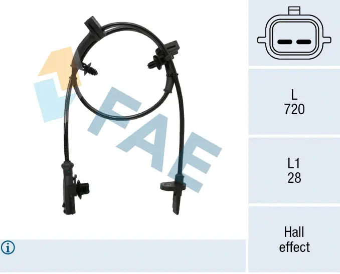 Capteur, vitesse de roue FAE 78546