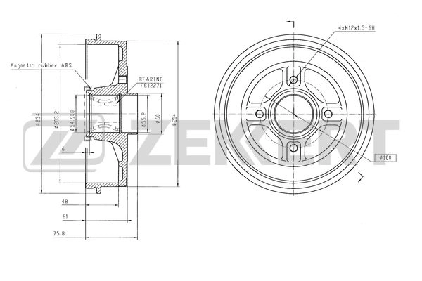 Tambour de frein ZEKKERT BS-6533