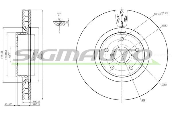 Disque de frein SIGMAUTO DBB749V