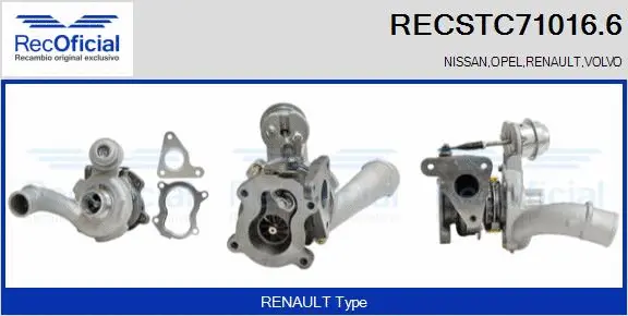 Turbocompresseur, suralimentation RECOFICIAL RECSTC71016.6