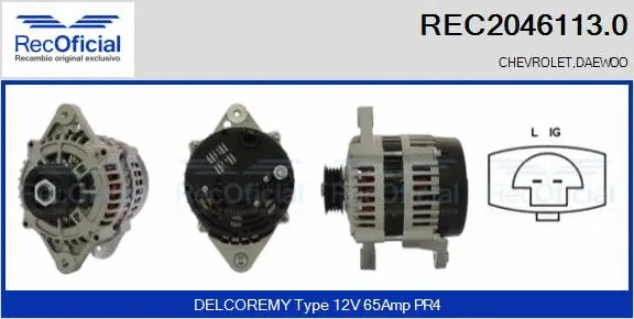 Alternateur RECOFICIAL REC2046113.0