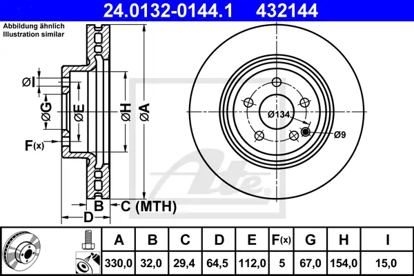 Disque de frein ATE-APAC 24.0132-0144.1