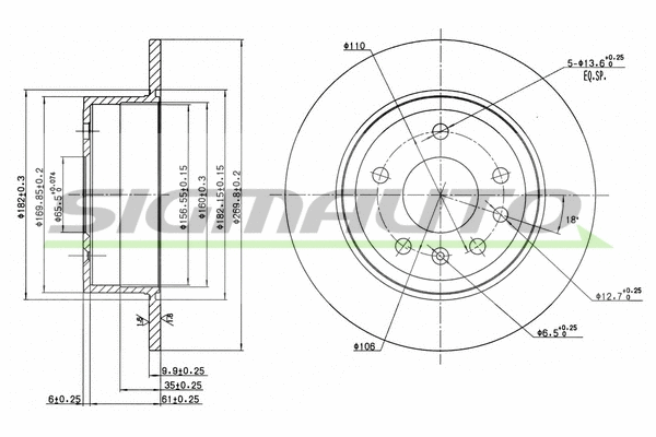 Disque de frein SIGMAUTO DBA239S