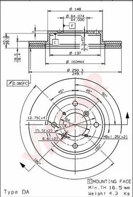 Disque de frein VILLAR 628.1093