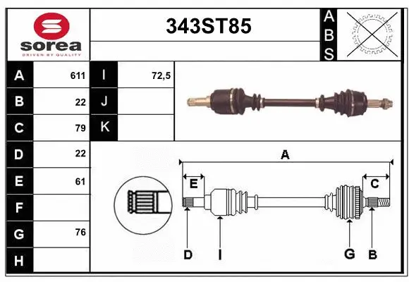 Arbre de transmission STARTCAR 343ST85