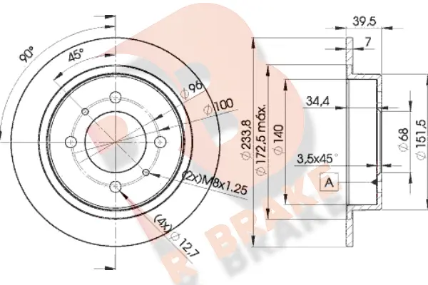 Disque de frein R BRAKE 78RBD25803