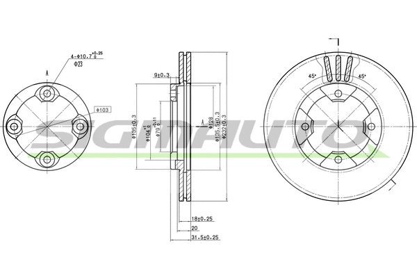 Disque de frein SIGMAUTO DBA290V