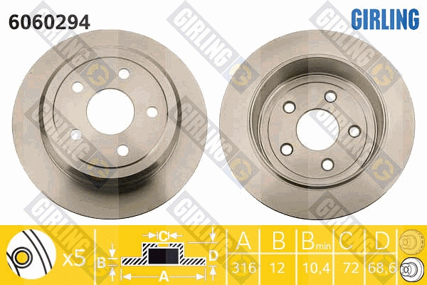 Disque de frein GIRLING 6060294