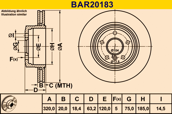 Disque de frein BARUM BAR20183