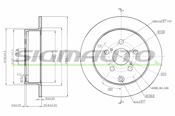 Disque de frein SIGMAUTO DBB485S