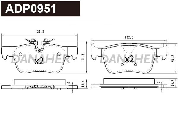 Kit de plaquettes de frein, frein à disque DANAHER ADP0951