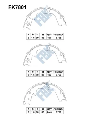 Jeu de mâchoires de frein FBK FK7801