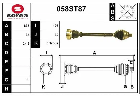 Arbre de transmission STARTCAR 058ST87