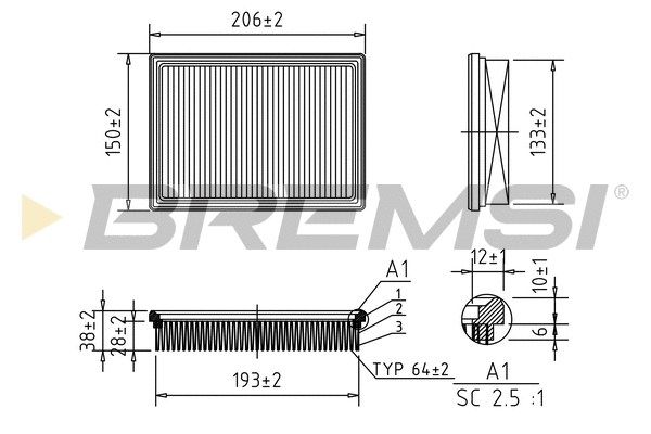 Filtre à air BREMSI FA1407