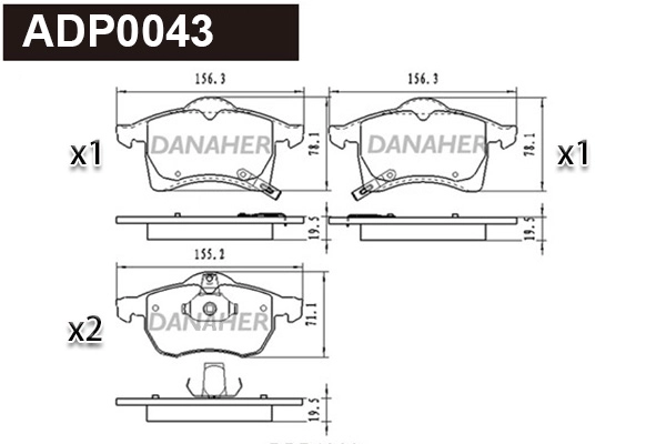 Kit de plaquettes de frein, frein à disque DANAHER ADP0043