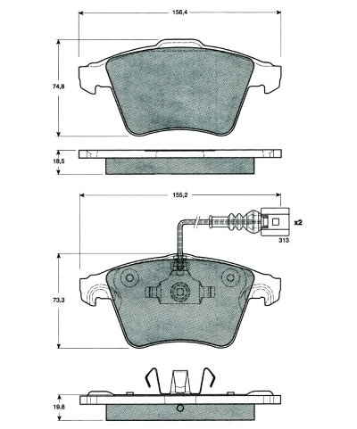 Kit de plaquettes de frein, frein à disque MTR MT472