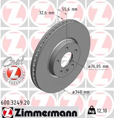 Disque de frein ZIMMERMANN 600.3249.20