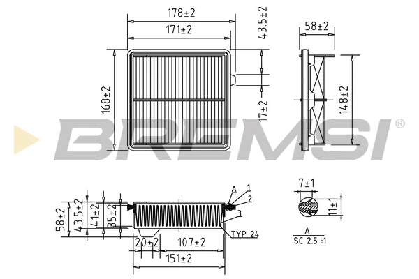 Filtre à air BREMSI FA1041