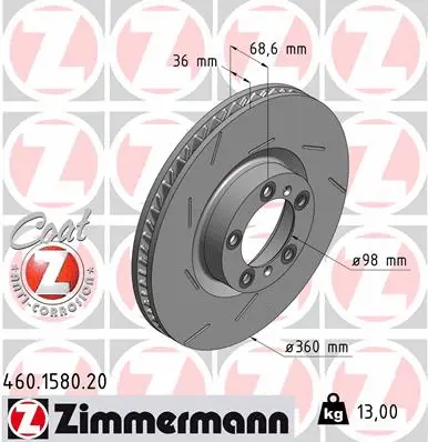 Disque de frein ZIMMERMANN 460.1580.20