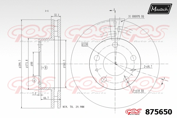 Disque de frein MAXTECH 875650