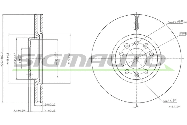 Disque de frein SIGMAUTO DBC156V