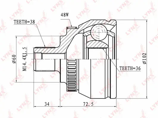 Jeu de joints, arbre de transmission LYNXAUTO CO-3019A