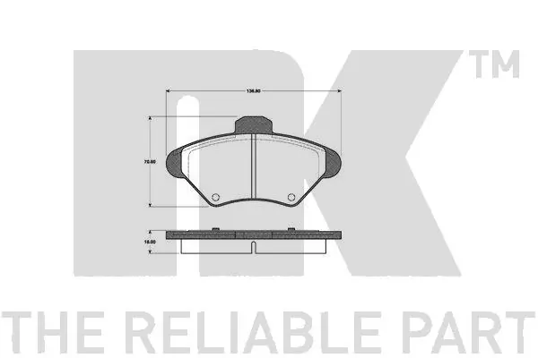Kit de plaquettes de frein, frein à disque NK 222537