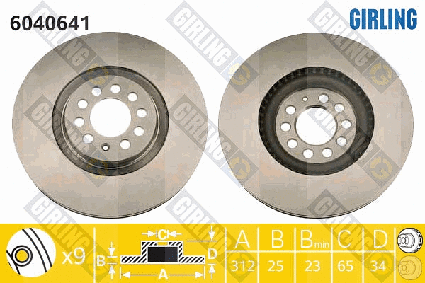 Disque de frein GIRLING 6040641