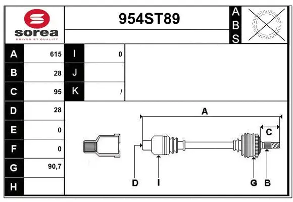 Arbre de transmission STARTCAR 954ST89