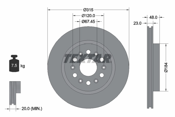 Disque de frein TEXTAR 92320903