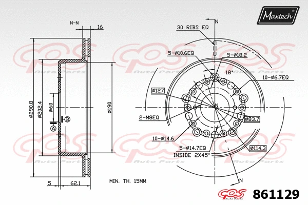 Disque de frein MAXTECH 861129