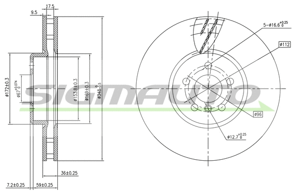 Disque de frein SIGMAUTO DBC625VLS