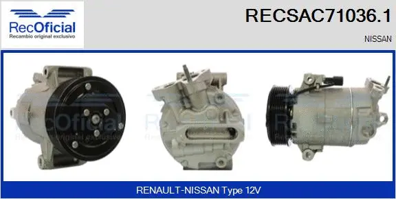 Compresseur, climatisation RECOFICIAL RECSAC71036.1