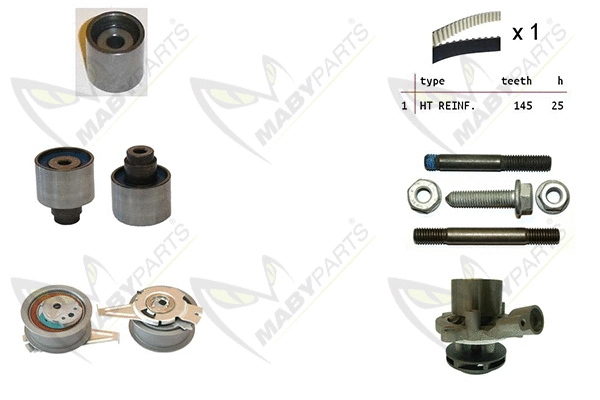 Pompe à eau + kit de courroie crantée MABYPARTS OBKWP0135