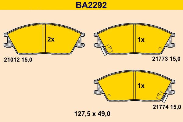 Kit de plaquettes de frein, frein à disque BARUM BA2292