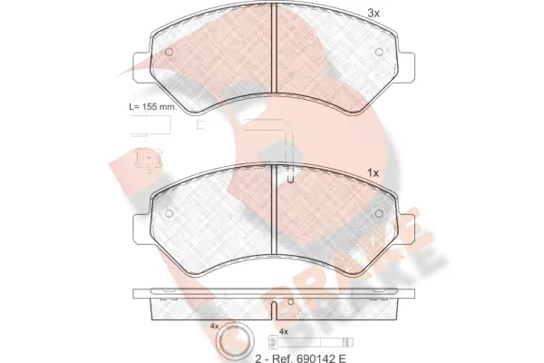 Kit de plaquettes de frein, frein à disque R BRAKE RB1836