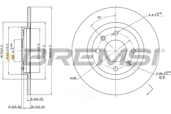 Disque de frein BREMSI CD6051S