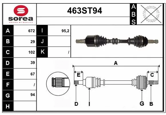 Arbre de transmission STARTCAR 463ST94