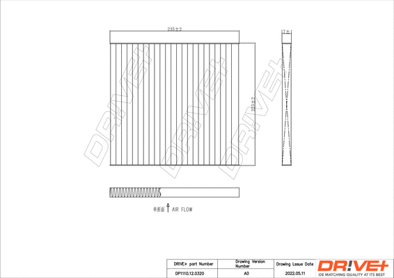 Filtre, air de l'habitacle Dr!ve+ DP1110.12.0320