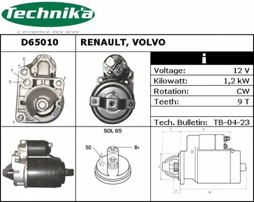 Démarreur Technika D65010