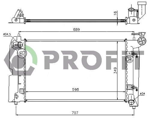 Radiateur, refroidissement du moteur PROFIT PR 1835A3