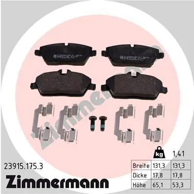 Kit de plaquettes de frein, frein à disque ZIMMERMANN 23915.175.3