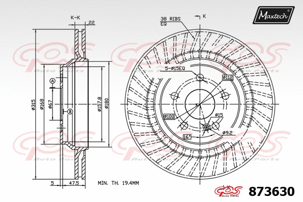 Disque de frein MAXTECH 873630