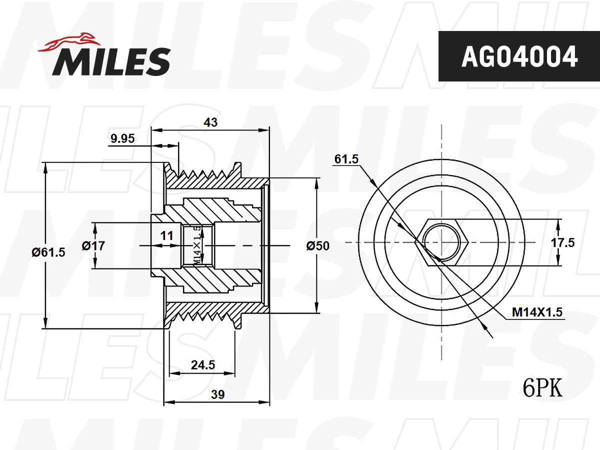 Poulie roue libre, alternateur MILES AG04004