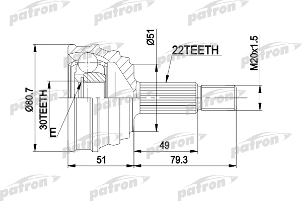 Jeu de joints, arbre de transmission PATRON PCV1049