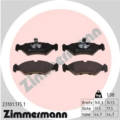 Kit de plaquettes de frein, frein à disque ZIMMERMANN 23101.175.1